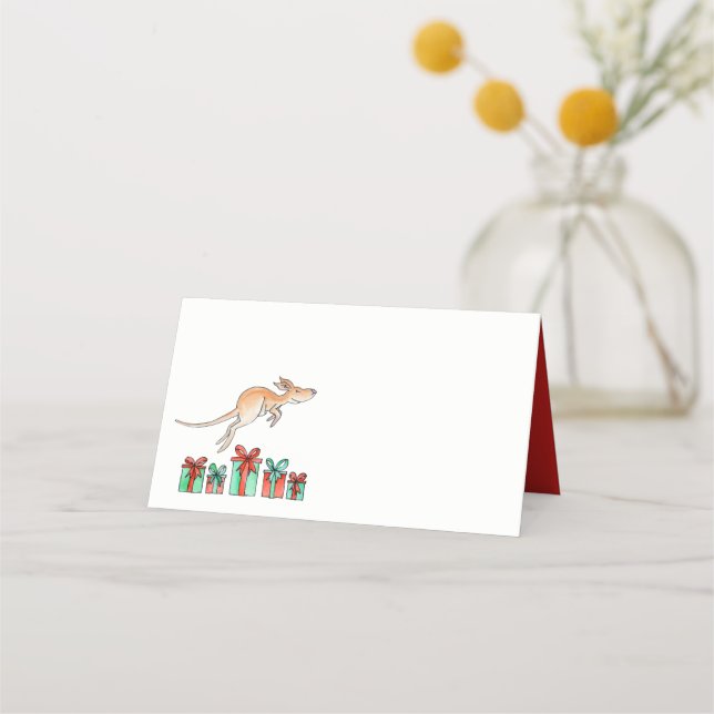 Noël kangourou sauter aquarelle art cartes (Dos)