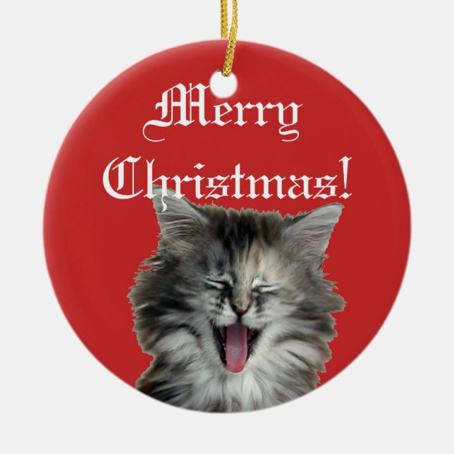 Noël kitty ornement rouge (Devant)