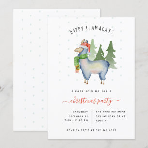 Noël Llama Invitation de fête de vacances