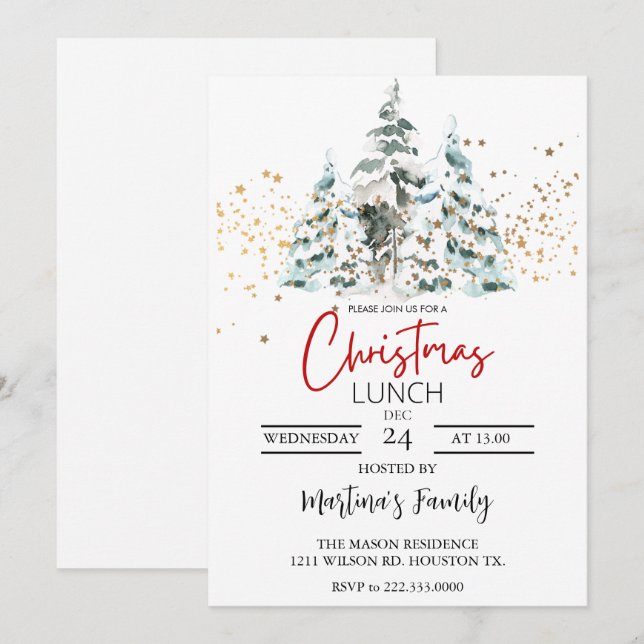 Noël Lunch Invitations Brunch de Noël (Devant / Derrière)