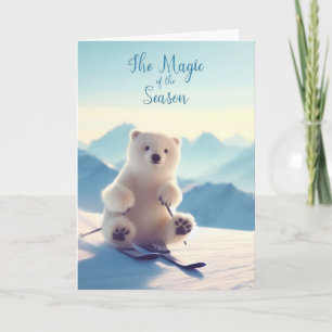 Noël Magic Polar Ours Ski Carte de Noël