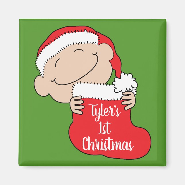 Noël Magnet Carré Baby First Christmas Red (Devant)