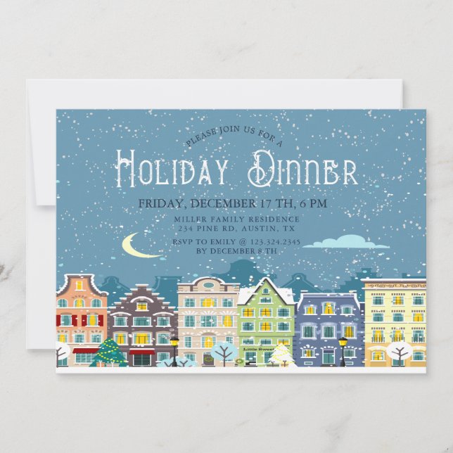 Noël maison neige jour férié dîner invitation (Devant)