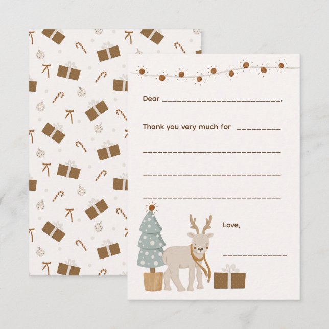 Noël Merci note / remplir la carte blanche (Devant / Derrière)