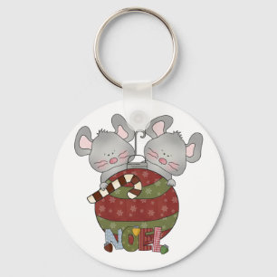Noel Mice Holiday T-shirts and Gifts Keychain