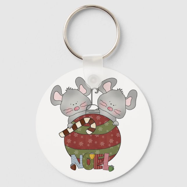 Noel Mice Holiday T-shirts and Gifts Keychain (Front)