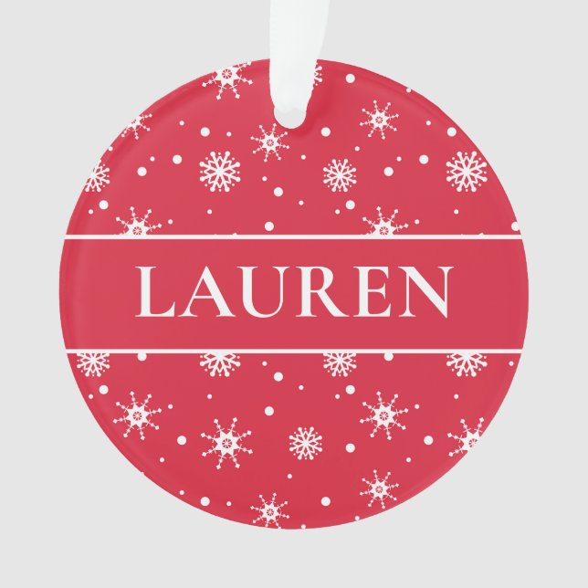 Noël mignon Ajouter le nom Snowflakes Red (devant)