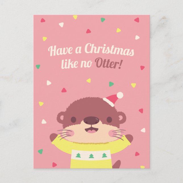 Noël mignon Comme Pas De Pun D'Otter Carte de voeu (Devant)