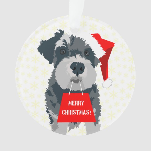 Noël Mini Schnauzer Chien Santa Hat Ornement (devant)