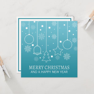 Noël minimaliste blanc et Turquoise   Invitation
