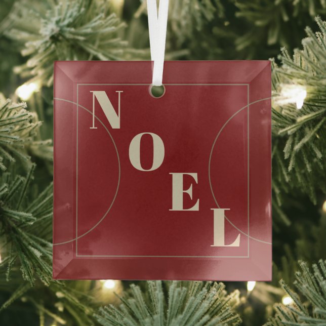 Noel Modern Classic Christmas Red Arch Bronze Line Glass Ornament (Insitu)