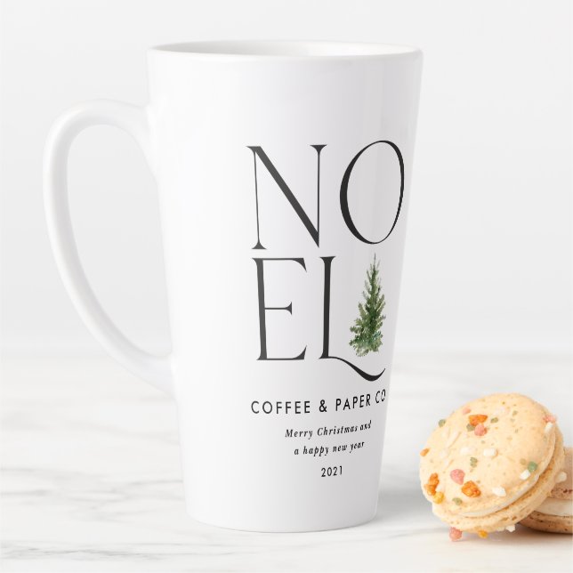 Noel modern typography business Christmas Holiday Latte Mug (In Situ)