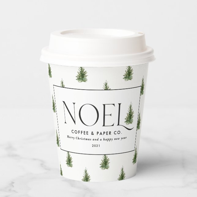 Noel modern typography business Christmas Holiday  Paper Cups (Front)