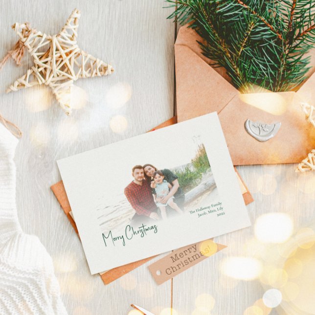 Noël moderne | Carte Vacances photos vertes (Créateur téléchargé)