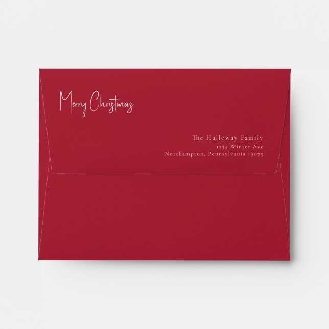Noël moderne | Enveloppe carte rouge (Dos (Haut rabat))