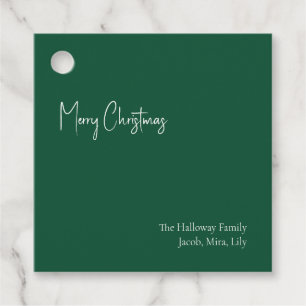 Noël moderne   Étiquette cadeau famille Carré vert