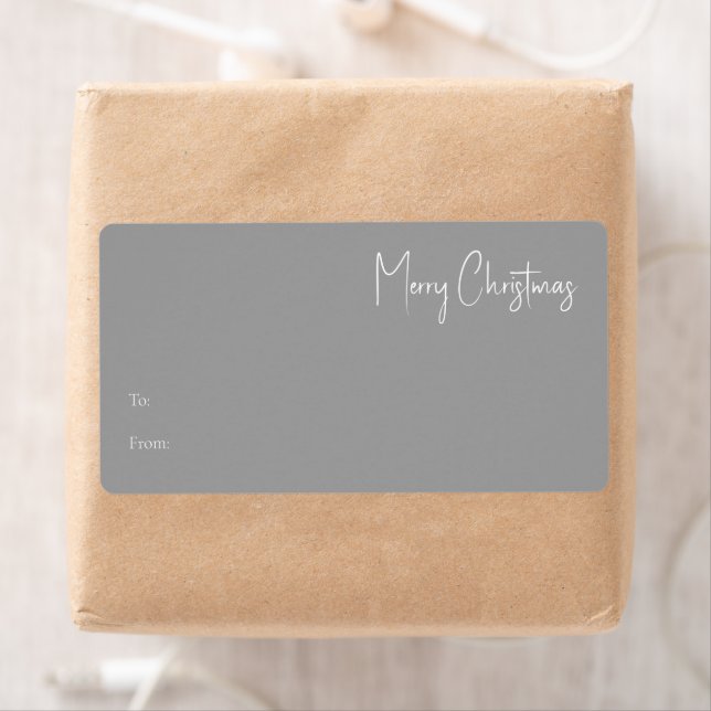 Noël moderne | Étiquette cadeau Rectangle argent (En situation)