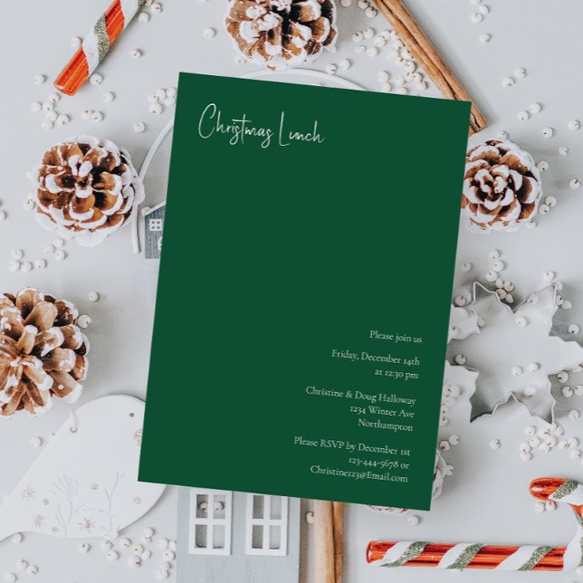 Noël moderne | Invitation à déjeuner vert (Créateur téléchargé)