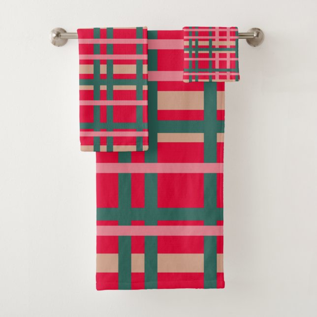 Noël moderne Plaid brillant Rouge Vert Lignes (En situation)