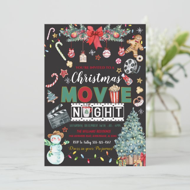 Noël Movie Nuit Fête Invitation (Debout devant)