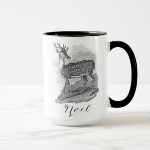 Noel mug with an beautiful antique deer etching.