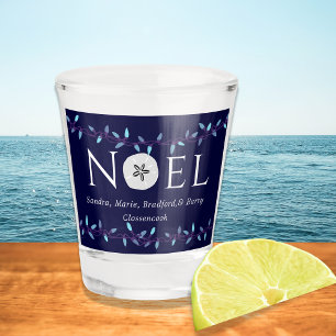 Noel Navy Blue Sand Dollar Nautical Christmas Sho Shot Glass