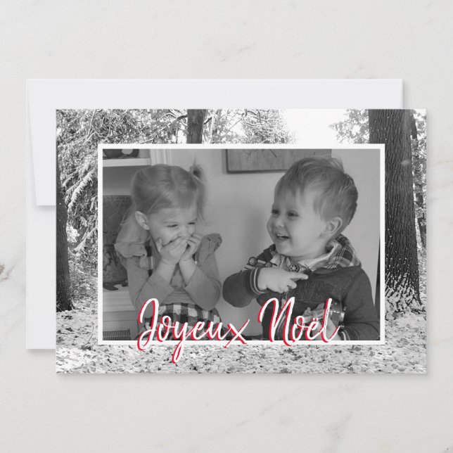 Noël noir et blanc Carte photo Joyeux Noël (Devant)