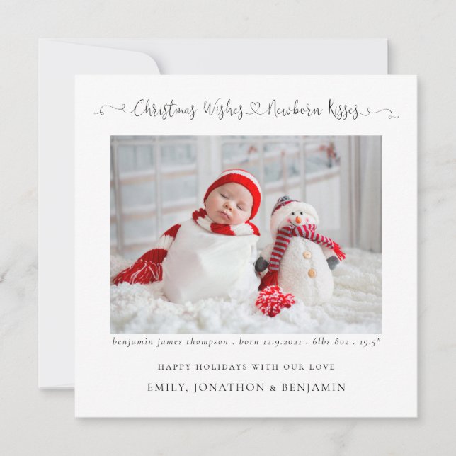 Noël Nouveau bébé Photo Statistiques Carré Carte d (Devant)