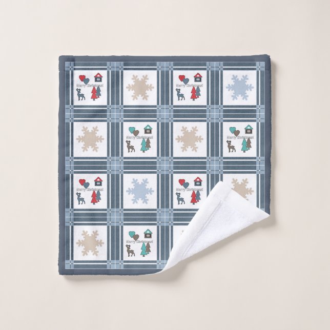 Noël, nouvel an, cerf (Gant de toilette)