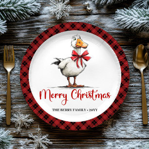 Noël Oie Enjouée Fantaisie Minimaliste Assiette En