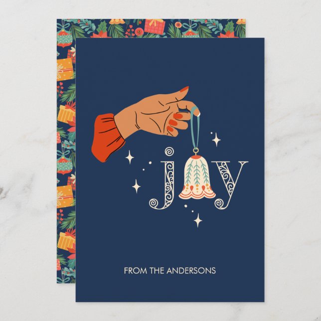 Noël Ornament Joie Carte de vacances (Devant / Derrière)