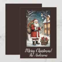 Noël Père Noël 2 Joyeux Noël ! Carte de Noël