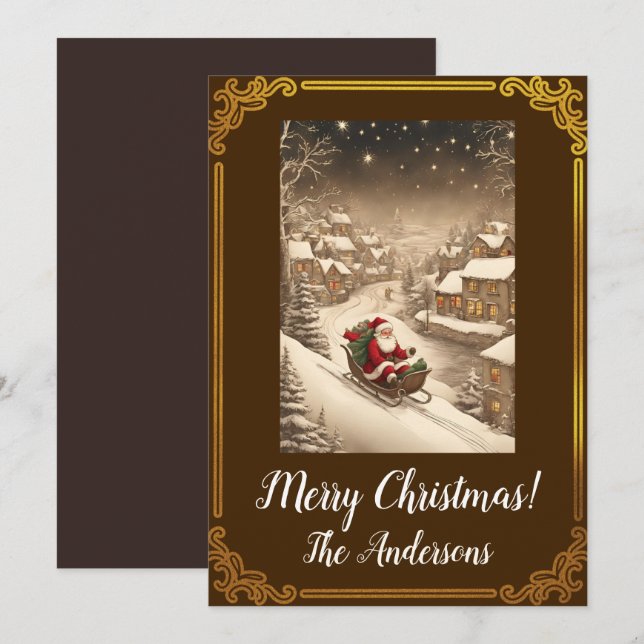 Noël Père Noël 4 Joyeux Noël ! Carte de Noël (Devant / Derrière)