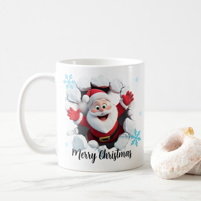 Noël Père Noël brise la glace 3D Mug (Avec donut)