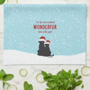 Noël Père Noël Chiens Serviette de cuisine