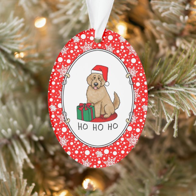 Noël Père Noël Goldendoodle (rouge or) Chien migno (Arbre)