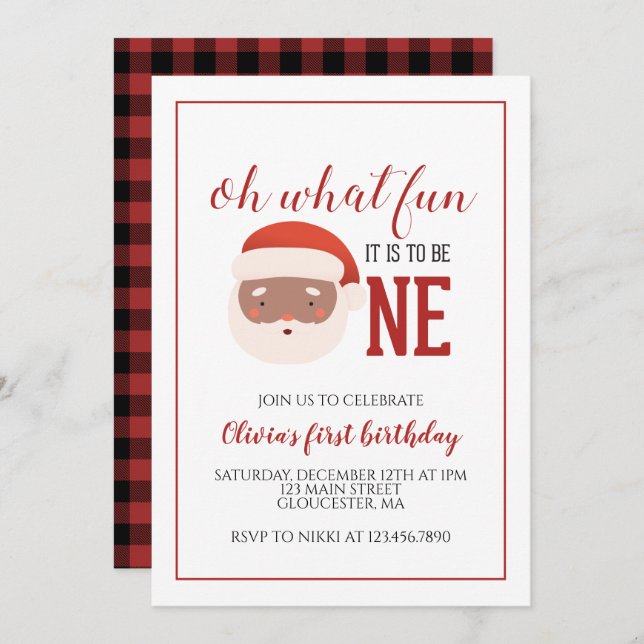 Noël Père Noël Invitation d'anniversaire (Devant / Derrière)