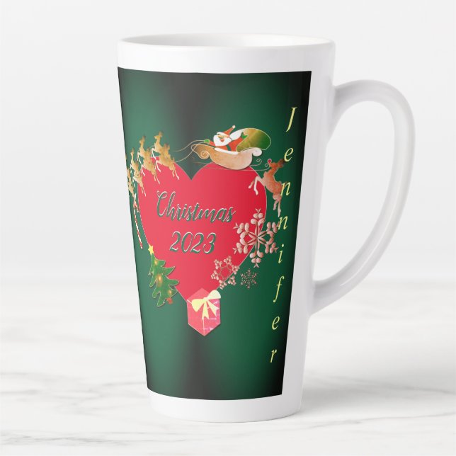 Noël Père Noël Reindeer Latte Mug (Droite)