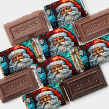 Noël Père Noël Vitrail Rouge Blanc