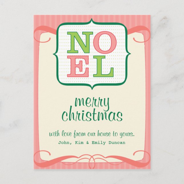 Noel Personalized Christmas Postcard (Front)