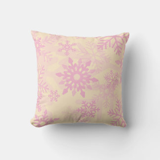 Noël Pink Dancing Snowflakes Coussin