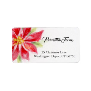 Noël Poinsettia Aquarelle Étiquettes de adresse