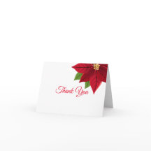 Noël Poinsettia Carte de remerciements pliée