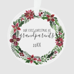 Noël Poinsettia Wreath Grand-parents Photo