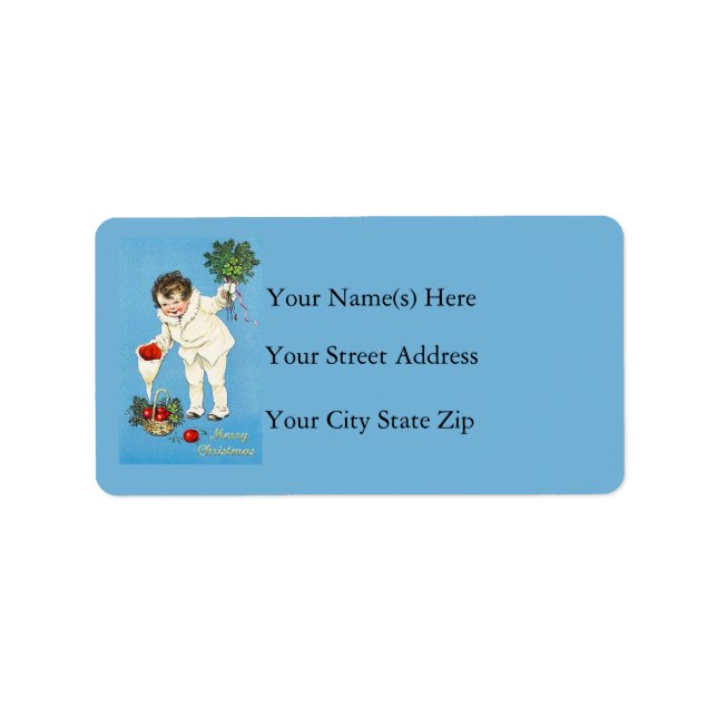 Noël Pommes Étiquette de adresse Vintage (Devant)