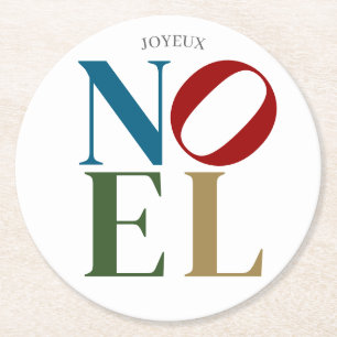 NOEL Pop Letter Art Inspired Christmas Round Paper Coaster