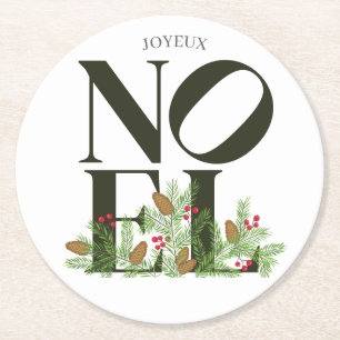 NOEL Pop Letter Art Inspired Christmas Round Paper Coaster