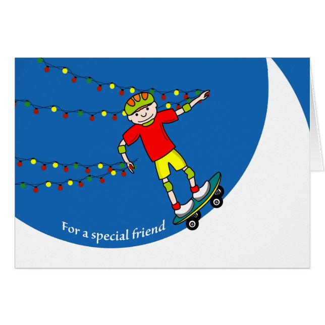 Noël pour Ami, Skateboarder avec lumières (Devant horizontal)
