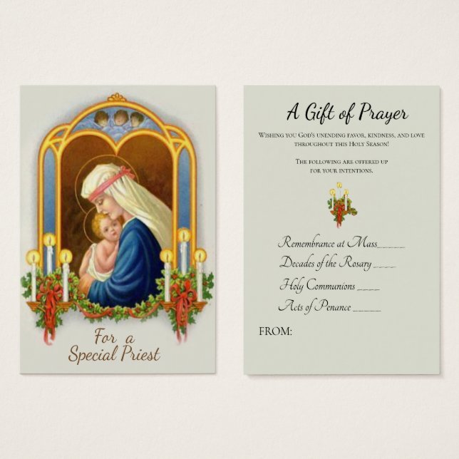 Noël Prêtre Bouquet spirituel Cartes saintes (Devant & derrière)