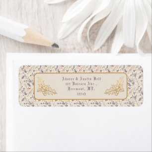 Noël Purple Floral Arrière - plan Gold Holly